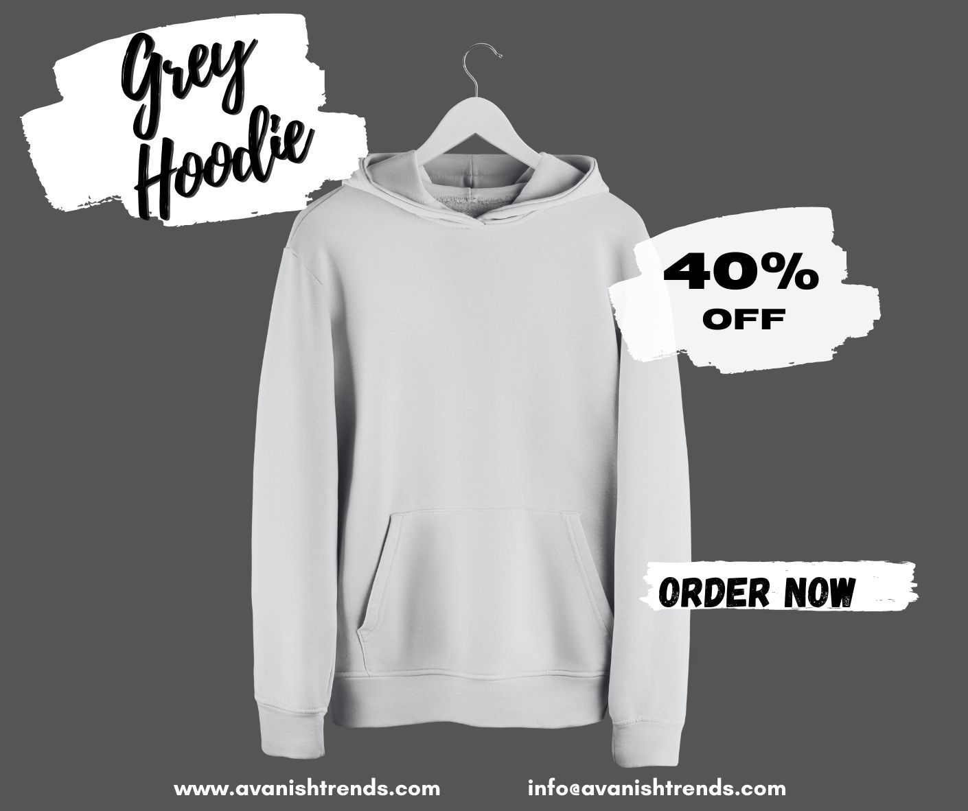 Avanish Trends Grey Hoodie no Quote Avanish Trends Grey Hoodie